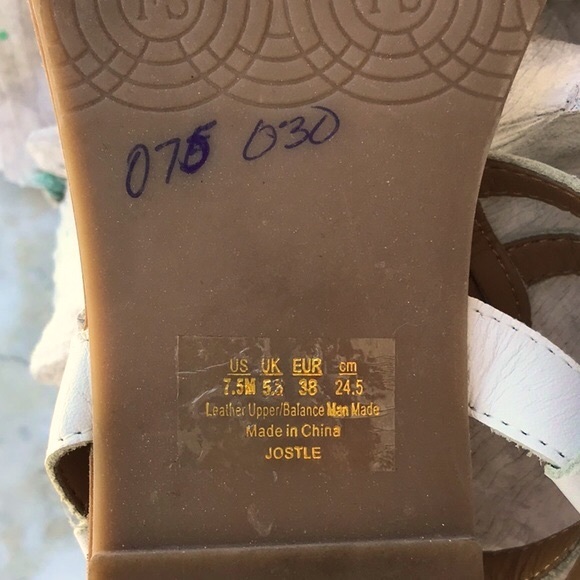 NWOB Franco Sarto White Leather Thong Sandals with Ankle Straps Size 7 1/2 Med - Picture 6 of 14